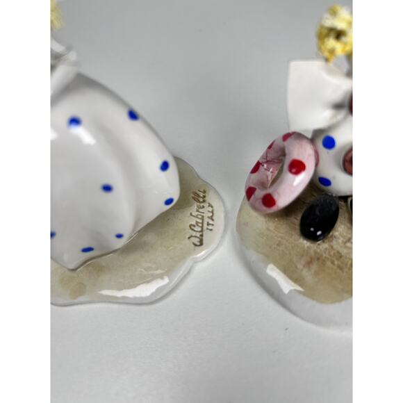 Set of 2 Vtg Made in Italy Rare W. Cabrelli Figurines Clown with Tube & Girl - Picture 5 of 8